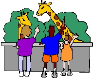 clipart of 3 students in front of a giraffe